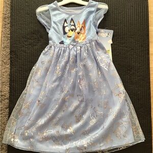 NWTS Bluey Light Blue Tulle Dress with Gold Accents size 3T